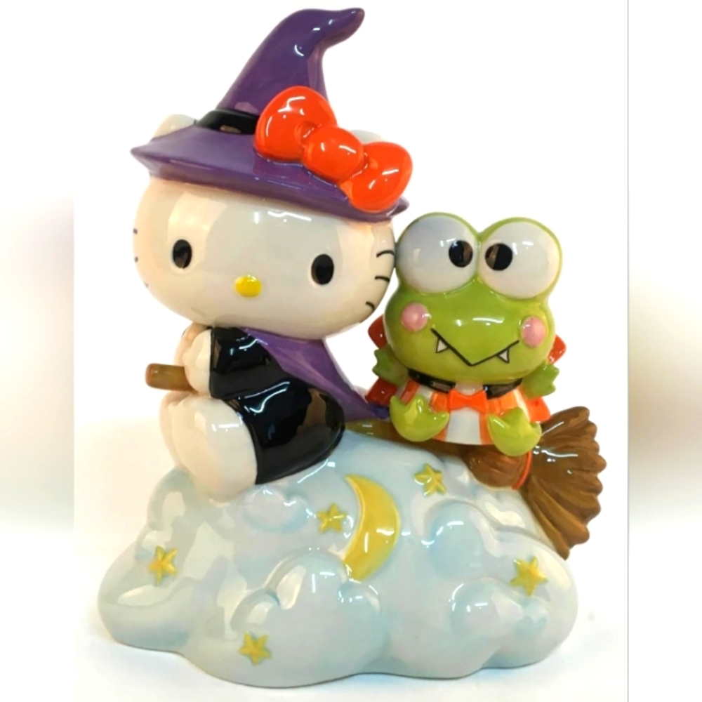 Blue Sky Clayworks Hello Kitty Witch with Keroppi Figurine, 8.25-inch Height, Ha
